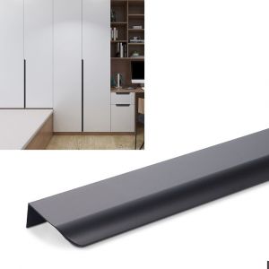 Lot de 5 poignées de meuble de cuisine noires invisibles - Entraxe 224 mm - Poignée de cuisine noire mate en alliage d'aluminium - Neuf
