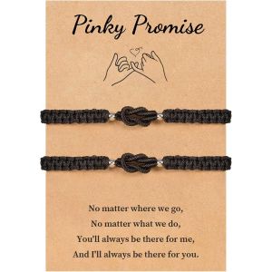 Couples Bracelet Couple Gift Friendship Bracelet Valentine's Day Christmas Birthday Gift For Boyfriend Girlfriend Husband Wife Family Friends (Black) - Neuf