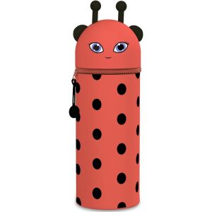 MAA-Trousse Ecole 2 en 1 en Silicone Souple Kawaii - Porte-Plume, Fermeture Eclair en Silicone, Pochette de Stylo, Étui pour Fournitures Scolaires de Grande capacité (Marienkäfer Bleistifthalter) - Neuf
