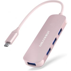 TTA-Adaptateur USB C Hub 4 ports de type C 3.0 pour ordinateur portable, plusieurs ports USB C vers USB C compatible avec MacBook Mac Mini Surface Pro PS4 PC Flash Drive Mobile HDD (Rose-c-3.0) - Neuf