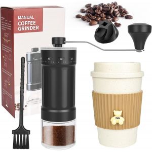 Cmws-Moulin À Café Manuel Avec Tasse À Café - 40 Degrés De Mouture Réglables - Échelle De Réglage Externe De Haute Précision - Broyeur Conique En Céramique - Moulin À Café Manuel Pour Le Ménage - Cap - Neuf