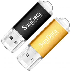 KALANKA-Clé USB 32 Go Lot de 2 USB 2.0 Flash Drive Mémoire Stick Stockage Données Pendrive avec Lumière LED (2 Couleurs: Noir Or) - Neuf