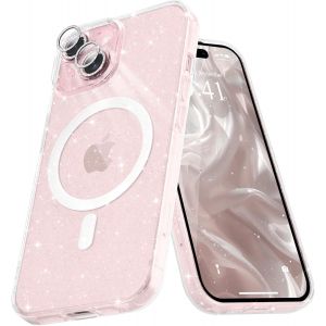 Sjzg-Coque Magn&eacute;tique Pour Iphone 14 Etui &Agrave; Paillettes Brillant Compatible Avec Magsafe Charge Sans Fil Housse De Protection Antichoc Pour Appareil Photo Glitter Silicone Tpu Souple,Transparent - Neuf