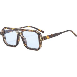 Asas-Lunette De Soleil Lunette Aviateur Lunettes De Soleil Pilote Rétro Uv400 Annees 70 Lunettes Lmprimé Femmes Hommes Léopard Tendance Mode Vintage Carrées À Double Pont Protection - Neuf