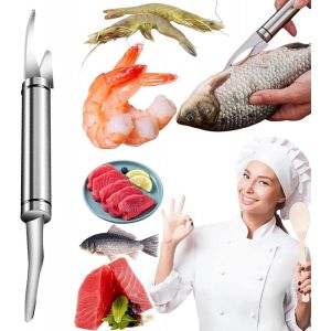Couteau À Poisson Multifonction 5 En 1, Éplucheur Et Déveineur De Crevettes, Écailleur À Poisson En Acier Inoxydable, Couteau À Poisson (1 Pièce) - Neuf
