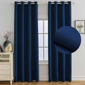 ERYI-Lot De 2 Rideau Occultant, 117X137 Cm, Rideau Thermique Isolant Anti Froid Et Chaleur À Oeillets, Isolation Lumiere Anti Uv Decoration Pour Maison Chambre Salon Intérieurs, Blu Scuro - Neuf