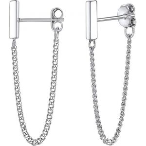 Kal-Boucles D'oreilles Argent Femme-Clous D'oreilles Chaîne Pendants En Argent 925,Clou D'oreille Hypoallergénique Pour Enfant Fille,Femmes Cadeau Pas Cher Avec Boîte À Bijou - Neuf