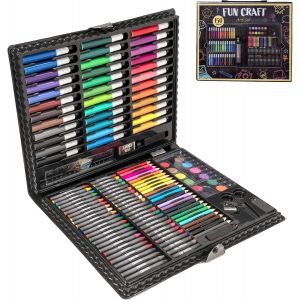 Fun Craft 150 Piece Set with Plastic Case | Kids art sets for drawing creativity, art, gift for kids. - Neuf
