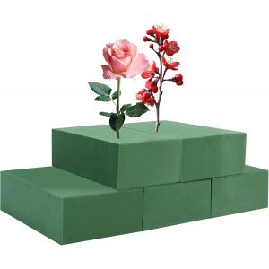 MEVRONISSHOP-5 Pi&egrave;ces Mousse Florale, Mousse pour Fleurs Rectangulaire, Mousse Fleuriste pour Fleurs Fra&icirc;ches et Fleurs Artificielles, Mousse Verte Fleuriste pour Le Bricolage/La F&ecirc;te/Le Mariage - Neuf