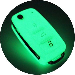 Etui à clés en Silicone Compatible avec Les clés VW Skoda et Seat pour clé de Voiture à 3 Boutons VA (Lumineux la Nuit) - Neuf
