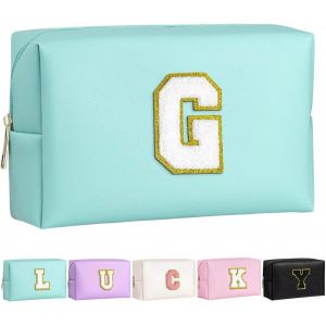MAA-Trousse de Maquillage pour Filles et Femmes, personnalisée avec initiales, imperméable, en Cuir PU, Fermeture éclair, Organiseur de Voyage, Trousse de Toilette - Neuf