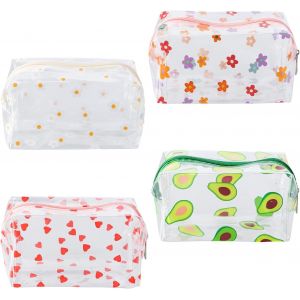 ChenQuanSarl-Lot De 4 Trousse De Toilette Transparente, Sac Cosm&eacute;tique, Trousses &Agrave; Crayons En Forme De Fruit De Dessin Anim&eacute;, Multifonction Trousse De Maquillage Pour Voyage, Vacances, &Eacute;cole - Neuf