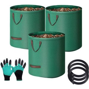 Nouvelhorizonstore-3x 500l Sacs De Jardin Leaf Bag Sac &Agrave; D&eacute;chets De Jardin Avec 4 Poign&eacute;es Autoportant, &Eacute;tanche, Durable Et R&eacute;sistant &Agrave; La Corrosion, Sac &Agrave; Ordures Vert En Tissu En Polypropyl&egrave;ne (3 X - Neuf