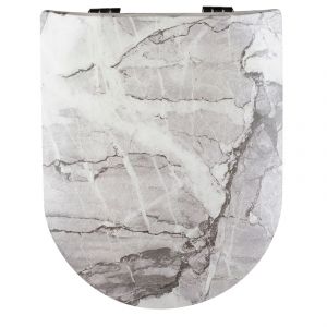 Abattant wood slim d&eacute;clipsable au style marbr&eacute; - Neuf