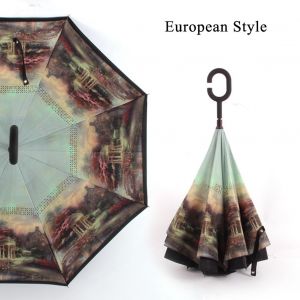 Parapluie pliable inverse en forme de C, coupe-vent, protection UV, mains libres, pour voiture, reversible - Neuf
