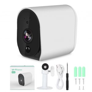 Camera de surveillance interieure WiFi HD 1080P, camera IP exterieure sans fil etanche a batterie - Neuf