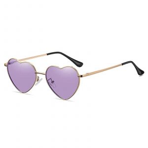 Coeur Lunettes De Soleil Femmes Cadre En Métal Polarisé Tendance Mignon En Forme De Coeur Lunettes De Soleil Uv400 Protection - Neuf