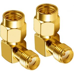 Adaptateur 4G Adaptateur SMA M&acirc;le &agrave; Femelle Angle Droite 90 &deg; Convertisseur SMA pour C&acirc;ble Coaxial RF Carte PCI 2G 3G Routeur D'antenne WiFi R&eacute;seau WLAN sans Fil 2 Pi&egrave;ces - Neuf