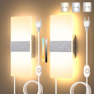 2 Pièces Salon Chambre Applique Murale Noire Dimmable Avec Application Et Télécommande, Lampe Murale De Chevet 2700-6500k Industrielle Luminaire Intérieure Pour Cuisine Couloir - Neuf