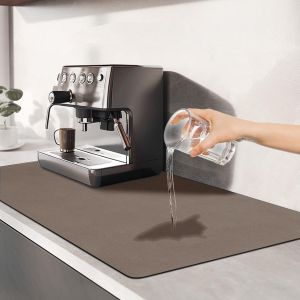 TZF-Tapis Absorbant Vaisselle, 50X30cm Tapis Séchage Vaisselle Super Absorbant Tapis Auto Sechant Antidérapant Tapis Machine à Café Sechage de Travail Cuisine Comptoir pour Café Bar (Marron) - Neuf
