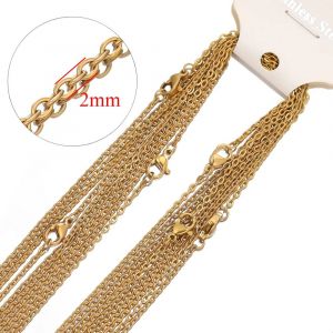 Colliers À Maillons En Acier Inoxydable,Croix Cubaine,Accessoires Pour Cadeaux De Bricolage,Bijoux Exécutifs,Vente En Gros En Vrac,50cm,10 Pièces Par Lot-50cm-Gold 2mm - Neuf