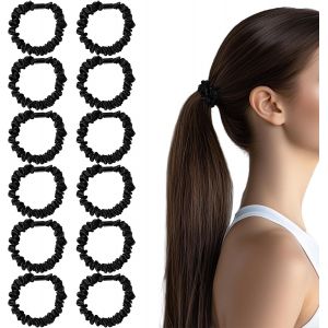 12 Chouchous En Satin | &Eacute;lastiques &Agrave; Cheveux | Chouchous Pour Cheveux | Chouchous Pour Femme | &Eacute;lastiques Cheveux Inoffensifs | &Eacute;lastiques Cheveux Noirs | &Eacute;lastiques Cheveux &Eacute;pais - Neuf