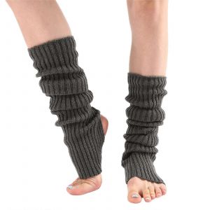 Long Réchauffeurs de Jambe pour les Femmes et les Hommes, 80 Nervure Tricot Danse Sportive Chauffe-Pieds, Gris Foncé, Taille unique, Chaussure Électrique Compatible - Neuf
