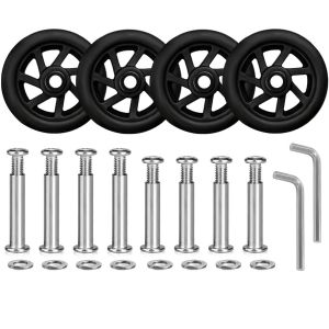 KALANKA-Luggage Suitcase Roues de rechange Diam&egrave;tre 1 7/8"" R&eacute;sistant &agrave; l'usure Mute Suitcase Bagage Roues de rechange en caoutchouc Swivel Caster Repair Kits 4 pi&egrave;ces (50 mm x 18 mm), Noir-2 - Neuf