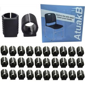 32pcs Patin Pied Chaise Tube Embout Tampon Capuchon Bouchon Protection Plancher Meuble Forme U En Plastique Chaise Casquettes,Chaise Jambe Caps Silicone Tube Pince (19mm,Noir) - Neuf