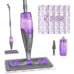 YEMAESRE-Balai Pulvérisateur Pour Nettoyage Des Sols En Bois Dur ¿ Balai Humide Et Sec Avec 6 Tampons Jetables Pour Swiffer Powermop ¿ Balai Plat Avec Pulvérisateur Rechargeable Pour Carrelage, Bois - Neuf