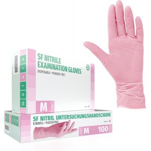 Gants Nitrile Bo&icirc;te De 100 Pi&egrave;ces (M,Rose) Gants D'examen Jetables,Sans Poudre,Sans Latex,Non St&eacute;riles,M&eacute;dicaux,Tatouage,Gants,&Agrave; Usage Unique - Neuf