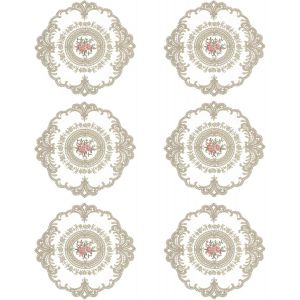 SJZG-Lot De 6 Napperons Ronds Brod&eacute;s En Dentelle R&eacute;tro Pour Table De Salle &Agrave; Manger, Cuisine, F&ecirc;te, 28 X 28 Cm, Gris Marron - Neuf