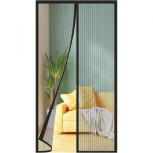 Moustiquaire Magn&eacute;tique Pour Porte 100x220 Cm Rideau Anti-Insectes Noir Sans Per&ccedil;age Maille Renforc&eacute;e Pour Balcon Et Terrasse - Neuf
