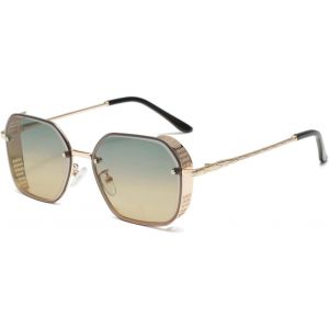 Lunettes De Soleil Carré Homme Femme Retro Hippie Punk Lunettes De Soleil Monture Metal Doré Lunette Vintage Uv400, 52mm - Neuf