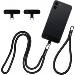 KAL-Pcs Main Dragonne Longe Téléphone Portable Tour De Cou Antivol Universel Téléphone Portable Patch Multifonctionnel Noir Compatible Avec Étui Iphone, Sangle De Poignet Pour Étui De Téléphone Clé - Neuf