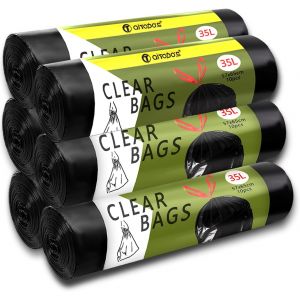 KALANKA-Aitodos Sacs Poubelles, lot de 60, 35 L, L x H : 57 x 65 cm, Noirs, en Polyéthylène, Compatibles Avec la Plupart des Poubelles de Taille Moyenne (6 Rouleaux, 10 par Rouleau) - Neuf