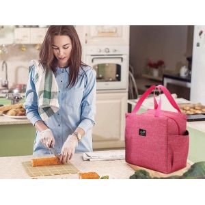 Sac Isotherme Pour Bo&icirc;te &Agrave; Lunch - Rose - Grande Capacit&eacute;, Double Compartiment, R&eacute;sistant &Agrave; L'eau, Portable - Neuf