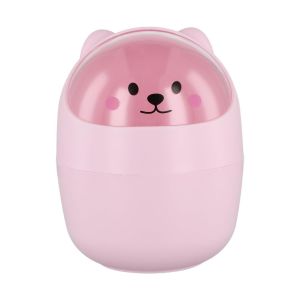 Tzf-Poubelle De Table, Petite Poubelle De Bureau Avec Couvercle, Mini Amovible Porte Stylo Mignon, Belle Corbeille À Papier, Plastique Poubelles De Maquillage (Rose) - Neuf