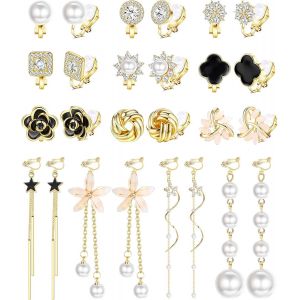 13 Paires De Boucles D'oreilles &Agrave; Clipser Pour Femmes Et Filles Fleur Perle Clips Goutte Non Perc&eacute;s Boucle D'oreille Noeud Torsad&eacute; Rond Cz Boucles D'oreilles Clip Ensembles De Bijo[Bou9241006] - Neuf