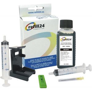 ERYI-Kit De Recharge D'Encre Compatible Pour Cartouches D'Encre Hp 300 / 300Xl Noir Avec Manuel, 100 Ml D'Encre, Accessoires Pour Deskjet D, Deskjet F, Envy, Officejet, Photosmart - Neuf