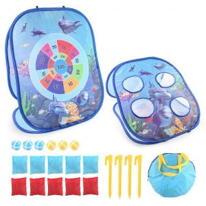1 Jeu De Lancer De Balle, Sac De Sable, Jouet Interactif, Sport, Éducatif, Intérieur Et Extérieur, Plateau De Jeu Facile À Plier-Océan - Neuf