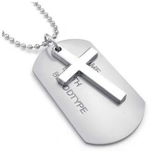 Collier De Bijoux Pour Hommes,Style Militaire Cross Tags Dog Tag Pendentif En Alliage Avec Chaîne De 68cm,Argent - Neuf