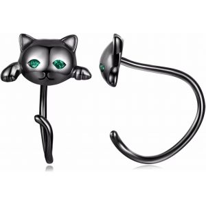 Kalhx-Boucles D'oreilles Chat Argent Sterling 925 Petites Boucles D'oreilles Créoles Hypoallergénique D'animaux Boucles D'oreilles Cadeau D'anniversaire Pour Femmes Filles Enfants - Neuf