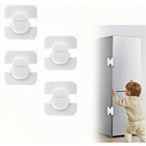 Securite Fenetre Enfant,4 Pcs Protection Bloque Fenetre Enfant Forte Adhésif Serrure Frigo Durabilité Supérieure Réglable Fenêtre Espace,Pour Réfrigérateur,Lave-Linge,Armoire,Fenêtre (Blanc) - Neuf