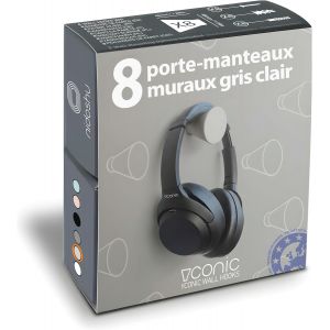 Patere Porte Manteau Mural - Pat&egrave;re Murale Deco Crochets Porte-Manteau Mural Design Chambre Moderne - Portemanteaux pour Entr&eacute;e Original Salle de Bain (Lot de 8 pat&egrave;res, gris clair) - Neuf