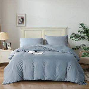 Ulteronixshop-Parure De Lit Avec Housse De Couette Et Taies D'oreiller En Microfibre Douce (Bleu Gris, Tr&egrave;s Grand Lit 230 X 200 Cm) - Neuf