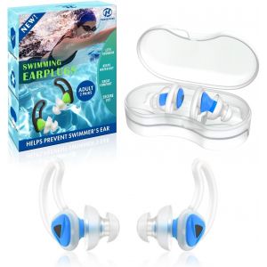 Bouchons D'oreilles De Natation,2 Paires Protection Auditive Bouchon Piscine-Protection Contre L'eau Pour Nageurs Douche Bain Le Surf Bleu - Neuf