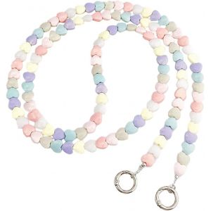 KAL-Perles Multicolores Cha&icirc;ne De Sac, Cha&icirc;ne De T&eacute;l&eacute;phone Portable Perles En Acrylique, Porte-Cl&eacute;s Color&eacute;, Bandouli&egrave;re D&eacute;tachable Sac &Agrave; Bandouli&egrave;re Sac &Agrave; Main Cha&icirc;ne De Remplacement Pour Femme - Neuf