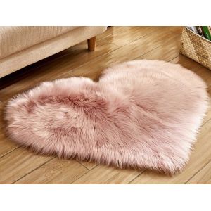 Tapis Doux En Fausse Fourrure En Forme De Coeur, 40 X 50 Cm, Pour Chambre &Agrave; Coucher, Salon, Rose - Neuf