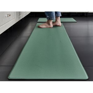 Tapis de porte de cuisine antid&eacute;rapant en cuir PU vert 75 x 45 cm, r&eacute;sistant &agrave; l'eau - Neuf